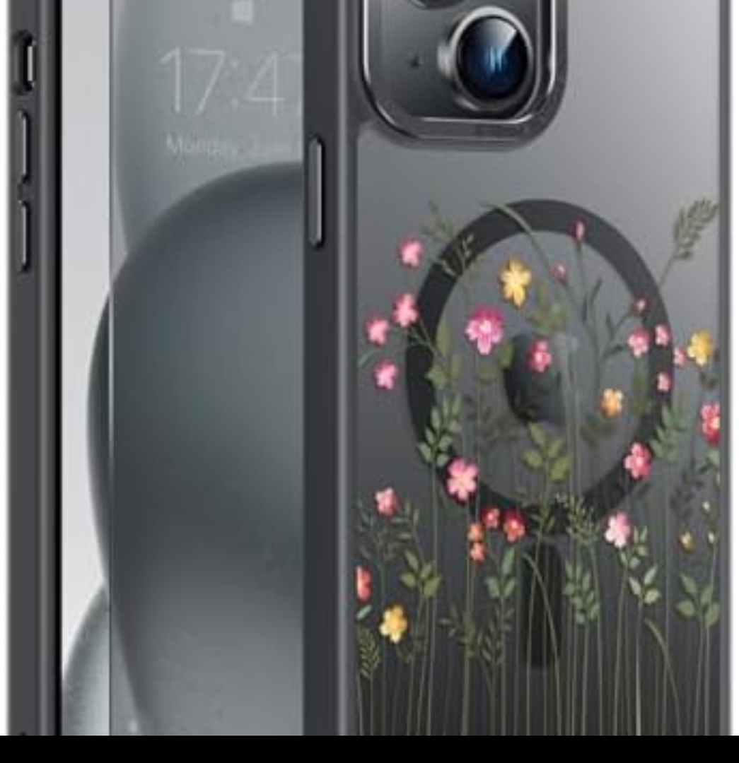 Goodon for iPhone 15 Plus Case with Privacy Screen Protector, Compatible with Magsafe, Shockproof Translucent Matte Cover - Cute Floral Design Phone Case for Women and Girls - Tiny Flower and Leaves