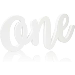 Wooden 1st Birthday SignFirst Party Decor For Babies And KidsEye-Catching 1st Birthday Party DecorBaby Show Photo Prop Cake SmashWhite ONEWooden Number Sign