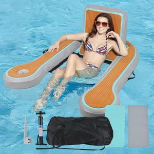 50x44inch Inflatable Pool Float Lounger for Adults with Cup Holder, 4.17FT Floating Chair, Lake Floats for Adults with Armrest Backrest for Swimming Pool, Party, Beach, Lake, River, Oversized