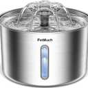 Cat Water Fountain Stainless Steel, 102oz/3L Automatic Pet Water Fountain for Cats & Small Dogs,Ultra-Quiet Pump with White led Light, Water Level Window