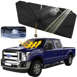 Upgraded Car Windshield Sun Shade Umbrella Car Shade Front Window Cover Umbrella Sunshade Umbrella brella Shield Shade for Automotive Truck MPV Te-s-l-a Model Interior Accessories(Large,59 * 32'')
