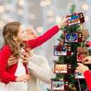 2 x Christmas Tree Ornaments Traditional Christmas Santa Scene TV Hanging Ornaments Xmas Vintage TV Wooden Cutouts Hanging Signs for Xmas Tree Winter Holiday Party Indoor Outdoor Decorations Supplies