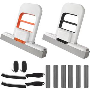 Mini Mop and Cleaning Brush Set, Foldable Self-Squeeze Sponge Mini Mop & Hard Bristle Crevice Cleaning Brush for Small Spaces, Tight Spaces, Gaps, Grout Cleaning, Kitchen, Bathroom, Desktop (Black and Orange)