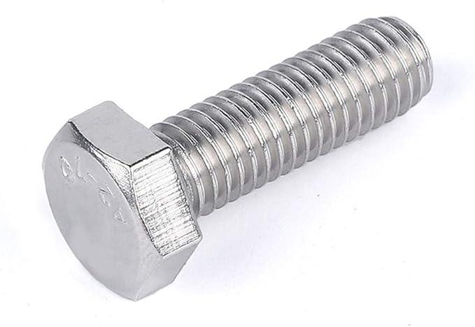 Lag Bolts 10pc M5 A2 304 Stainless Steel Metric Threaded DIN933 External Hex Hexagon Head Cap Screw Bolt Thread Tap Bolts (Color : 25mm, Size : M5)