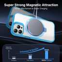Magnetic Case for iPhone 15 Pro - [Built-in Invisible Stand] [Compatible with MagSafe] [Military Grade Drop Protection] Anti-Yellowing Hard Back Silicone Edge Cover, 6.1", Clear Blue