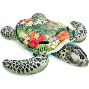 Intex Realistic Sea Turtle Inflatable Ride On Pool Float with Heavy Duty Handles for Pool Rafts and Inflatable Ride Ons (1 Pack)