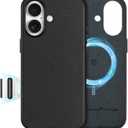 SHIELDON Leather Case for iPhone 17 6.3" 2025, Compatible with Magsafe, Updated Camera Button, Magnetic Wireless Charging, Shock-Absorbent, Slim Comfort Grip, Non-Slip, Camera Bezel - Pebbled Black