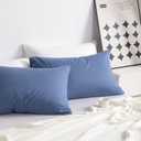 NTBAY Standard Cotton Pillowcases - Envelope Closure 20x26 Pillowcases Set of 2, Breathable and Soft Bed Pillow Cases, Denim Blue