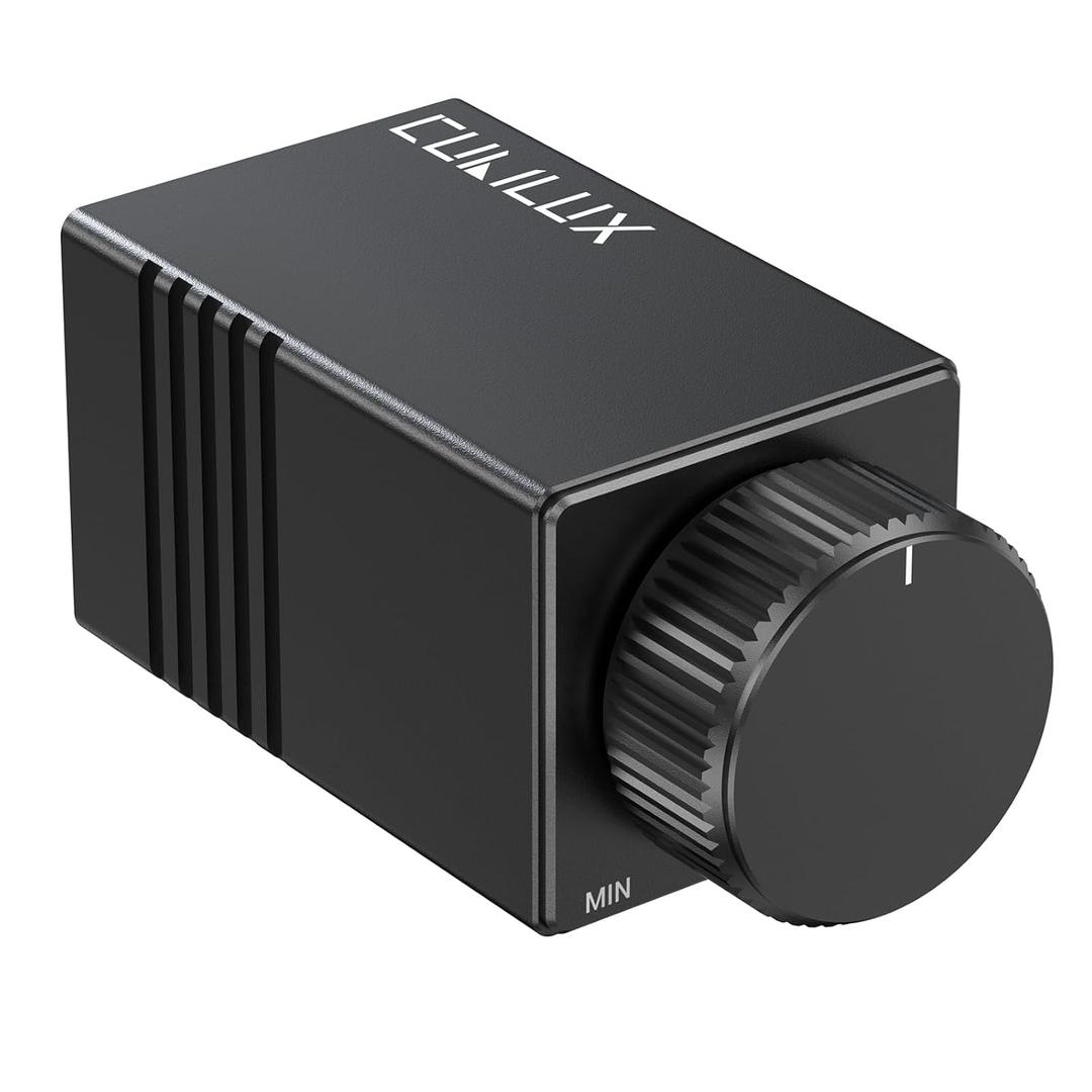 Cubilux RCA Volume Control Knob, Passive Adjustable Audio Controller for High Precision Volume Attenuation Management with Full Aluminum Alloy Case and ALPS Potentiometer (Black) Output