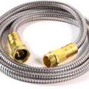 Short Metal Garden Hose 5 ft  304 Stainless Steel Water Hose Leader, Flexible Hose Extension, Small Lightweight Hose Extender,No Kink Outdoor Hose (5 ft) (Silver)