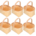 SHOWERORO  5 Pack Mini Wooden Baskets with Handles Small Handheld Woven Candy Baskets for Wedding Party Treats Birthday Holiday Events