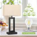 Set of 2 Touch Control Table Lamp with 2 USB Ports, 3-Way Dimmable Modern Nightstand Lamp Sets Bedside Touch Desk Lamp with Fabric Cream Shade For Bedroom Table Living Room Reading, Included Bulbs