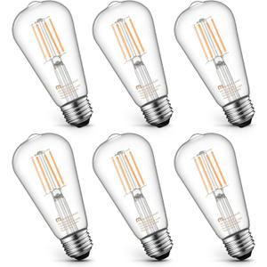MASTERY MART  Pack Vintage Edison Bulbs, E26 Led Bulb 5.5W Equivalent to 60W, Dimmable, 2700K Soft White, High Brightness Antique ST58, Clear Glass