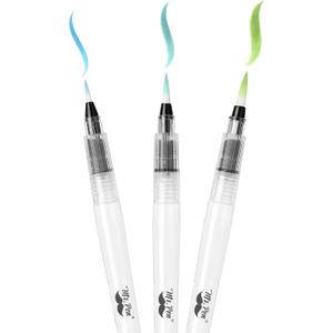 Mr. Pen- Watercolor Brush Pens, 3 pcs, 3 x Point Tips Styles, Nylon Bristles, Refillable Watercolor Pens for Acrylic, Gouache, Crayons, Ideal for Artists, Drawing, Sketching