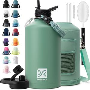 DYSANKY 1 Gallon Water Bottle Insulated | Thickened Stainless Steel Vacuum Metal Water Jug | Portable Sports Large for Gym and Hiking with Straw, Carrier Bag, Handle Strap | BPA-Free 128 oz