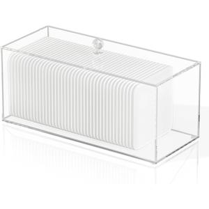 Acrylic Clean Pad Storage Box for Clean Skin Club - Cotton Holder, Square Organizer (Pads Not Included) - Horizontal With Lid