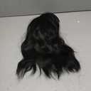 morvally Short Black Wavy Bob Wig with Bangs for Women 16 Inches Natural Synthetic Hair Wavy Wigs