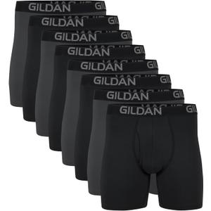 Gildan Men's Underwear Cotton Stretch Boxer Briefs, Multipack (Black Soot/Charcoal Sky (8-pack, Regular Leg)), XL