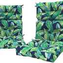 LVTXIII Outdoor Tufted High Back Cushions, Solid Fluffy Seat and Back Chair Cushion with Ties, Patio Replacement Rocking Chair Cushion for Outdoor Furniture Use (22" W x 20D, 2 Pack, Hanalei Lagoon)