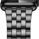 Iiteeology Metal Band Compatible with Apple Watch Band 41mm 40mm 38mm, Upgraded Business Stainless Steel Link Band for Apple Watch Series 9/ 8/ 7/ 6/ 5/ 4/ SE - 5 Beads, Space Gray