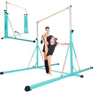 Gymnastics Bar, 5'10 Base length 45" to 71" Adjustable Horizontal Bar for Serious Training, 500 LBS Capacity, Professional Home Gym Equipment with Competition-Grade Beech-covered Fiberglass Bar