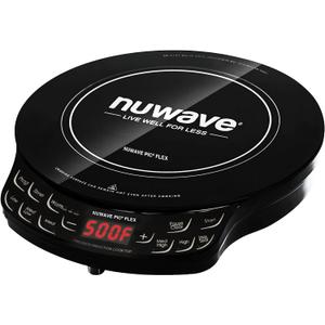 Nuwave Flex Precision Induction Cooktop, 10.25 Shatter-Proof Ceramic Glass, 6.5 Heating Coil, 45 Temps from 100F to 500F, 3 Wattage Settings 600, 900 & 1300 Watts, Black