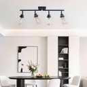 Modern 4-Light Track Lighting Fixtures Ceiling with Clear Glass Shades, E26 Base Kitchen Ceiling Light Fixture for Living Room, Bedroom & Bathroom