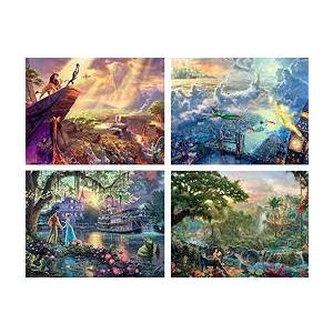 4 in 1 Multipack - Thomas Kinkade - Disney Dreams Collection - Tangled, Sleeping Beauty, Peter Pan, & Mickey and Minnie - (4) 500 Piece Jigsaw Puzzles, 18 x 14