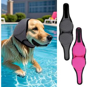 LIANZIMAU Dog Ear Covers for Bath, Swimming & Grooming Water Resistant Dogs Shower Cap Reusable Dog Ear Protection for Noise, Blow Drying Adjustable Ear Wraps for Dogs Bathing Supplies