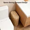 Coeusy Wicker Bathroom Trash Can with Lid,Narrow Rattan Waste Basket with Removable Liner Bucket,Slim Woven Water Hyacinth Garbage Can for Bedroom,Office,Small Spaces,3 Gallon