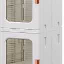 Narrow Cabinet With Doors and Shelves - Tall Skinny Bathroom Storage Kitchen Organizer With Adjustable Shelf - Toilet Paper Linen Closet 2 Layer (White)