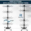 BBTO 2 Pcs Rotating Display Stand Jewelry Display Rack with Hooks Metal Earrings Stand for Vendors Necklace Bracelet Selling(Black,37.4 x 15.8 Inch)