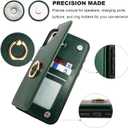 ONETOP for iPhone 16 Plus Wallet Case with Card Holder, 360 Rotation Ring Kickstand RFID Blocking PU Leather Double Magnetic Clasp Shockproof Cover for Women and Girls 6.7 Inch (Green)