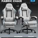 GTPLAYER Gaming Chair Fabric with Pocket Spring Cushion,Computer Office Chair with Lumbar Support for Adults Linkage Armrests and Footrest Ergonomic Gamings Chairs Height Adjustable Gray
