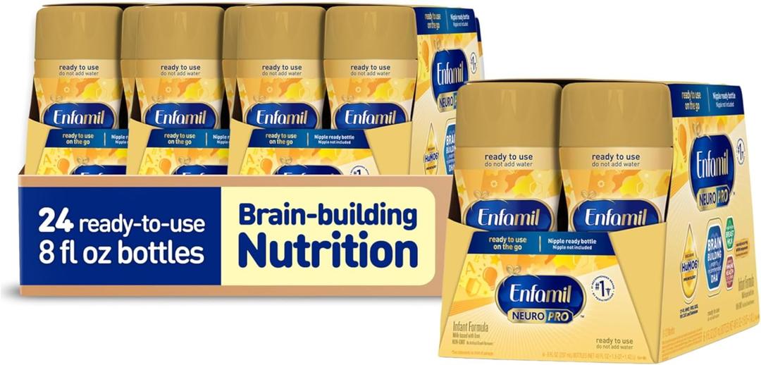 Enfamil NeuroPro Ready to Feed Baby Formula, Ready to Use, Brain and Immune Support with DHA, Iron and Prebiotics, Non-GMO, 8 Fl Oz, 6 count (Pack of 4), Total 24 bottles (EXP 09/01/26)