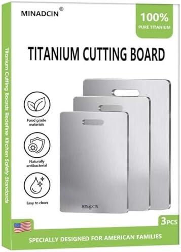 Titanium Cutting Boards For Kitchen, 3Pcs 100% Pure Cut Titanium Cutting Board, Food Grade Quality,Easy To Clean And Will Not Absorb Odors, Suitable For Kitchen Or Outdoor Camping