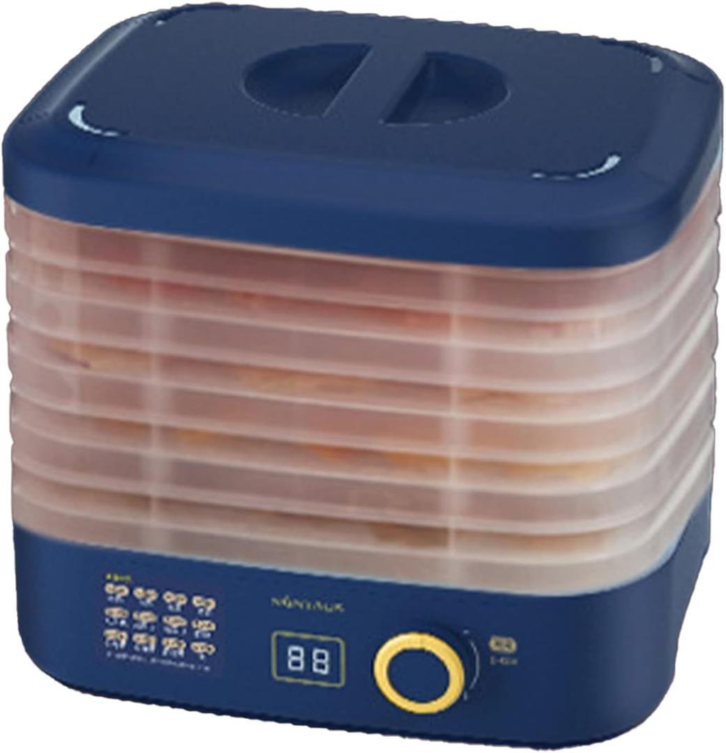 Fruit Dryer, 5 Trays Fruit Dehydrator Low Noise for Herbs (Blue Multiple Choice Button)
