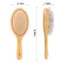 LIYI Bamboo Hair Brush with Stainless Steel Bristles for Hair Growth - Massaging Scalp Detangling Hairbrush for Women, Men & Kids - Wooden Paddle Hairbrush for All Hair Types (Large Oval Bamboo)