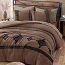 MaiRve Oversized Queen Comforter Set Brown, Embroidery Western Bedding Set Boho 7 Pieces, Farmhouse All-Season Bed in A Bag with Sheets, Pillowcases & Shams