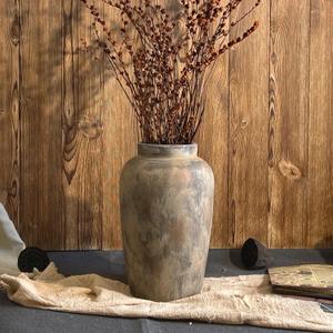 10.35 Inch Farmhouse Decor Ceramic Vase, Handmade Brown Rustic Vases for Living Room & Shelf Decor, Ceramic Rustic Flower Vases for Centerpieces & Kitchen Decoration, Vintage Pottery Vase