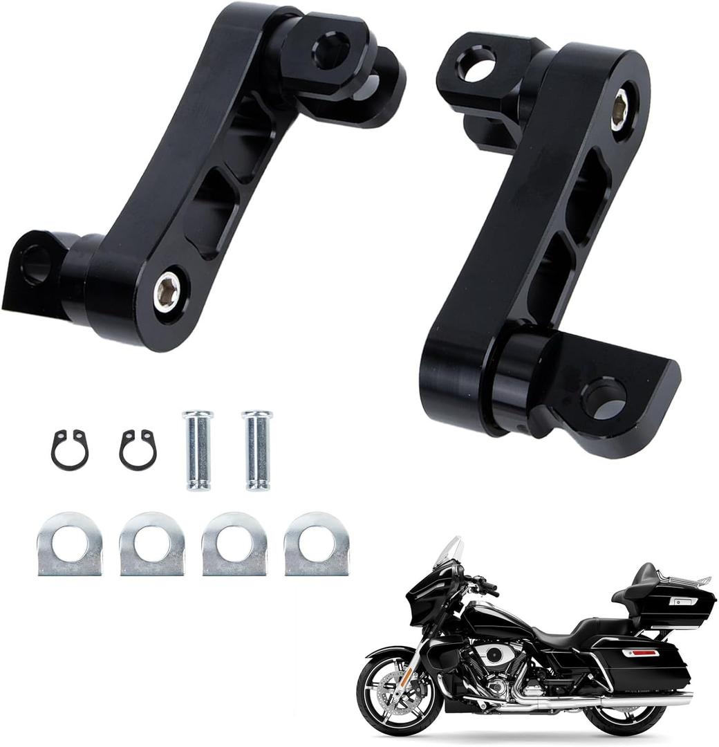 Motorcycle Foot Peg Brackets - PSLER footrest brackets Adjustable Passenger Foot Pegs Extension Bracket Compatible with Sportster Dyna Softail Touring Road King Street Glide Road Glide, 1 Pair