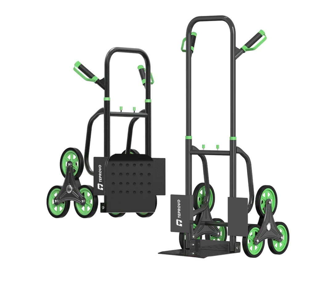 Stair Climbing Hand Truck 440lb，Heavy Duty Dolly Cart for Stairs，Thickened Upgraded Steel Tube Folding Stair Climbing Trolley with Six Wheels and Telescoping Handle