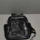 PAMANO Clear Backpack Transparent Heavy Duty School PVC Bookbag See Through Bag Boys and Girls for College Work Travel Security (Black)