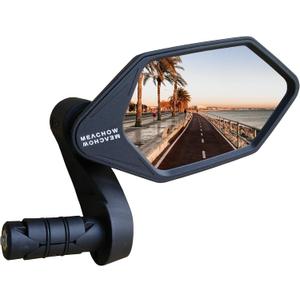MEACHOW New Bar End Bike Mirror, Crystal UHD Automotive Grade Glass Lens E-Bike Mirrors, Scratch Resistant, Safe Rearview Mirrors, (Blue Right Side) ME-022RB