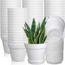 54 Pack 4 Inch Plant Pots Bulk Small Planter with Drainage Hole and Saucer Small Plastic Pots for Flowers Succulent Cactus and All House Indoor(White)
