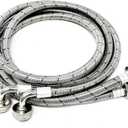 2-pack premium stainless steel washing machine hoses - 5 FT no-lead burst proof red and blue lined water inlet supply lines - universal 90 degree elbow connection 