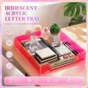Maxcheck Neon Pink Acrylic Letter Tray 2 Pcs 12.6 x 10.2 x 2.1'' Paper Tray Organizer Stackable Desk Supplies with Non Slip Rubber for Office Accessories Desk File Document Folder