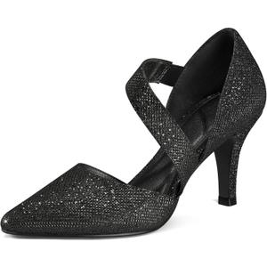 mysoft Women's Pointed Toe Low Stiletto Heel Dress Pumps Shoes - (8, Black-glitter)