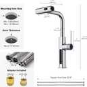 Lefton Pull-Out Waterfall Kitchen Faucet with Temperature Display, Two Water Outlet Modes, Single Hole, Chrome, KF2209-1