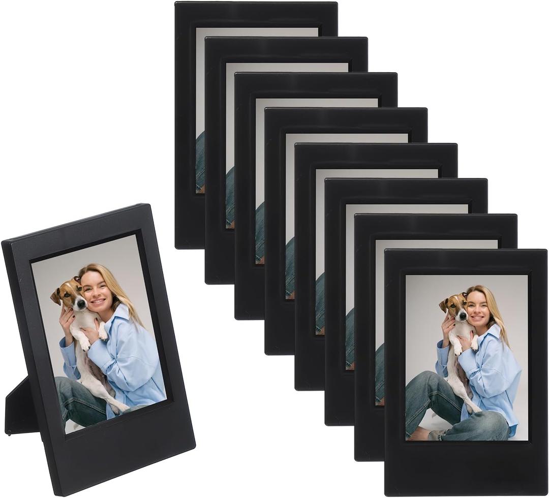 Uxcell 8pcs Mini Picture Frames, 2.4 x 3.6 Inch Rectangular Film Photo Frame, Small Instant Film Photo Frame Holder for Tabletop Picture Display, Black